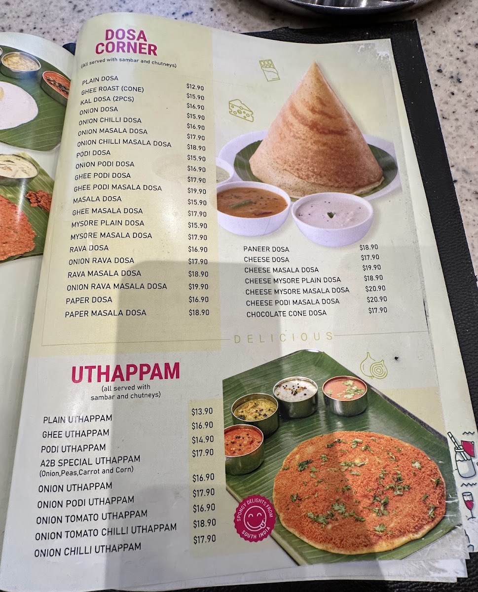 Menu Adyar Ananda Bhavan, Sydney (A2B Sydney)-1