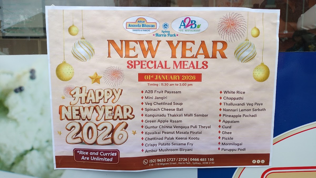 Menu Adyar Ananda Bhavan, Sydney (A2B Sydney)-6